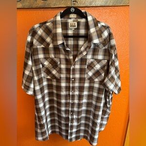 Men’s Western Style Snap Front Plaid Short Sleeve Shirt 4XLT Ely Cattleman